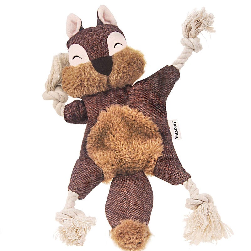 Vitscan Crinkle Dog Toy, No Stuffing Puppy Toys, Cotton Rope Limbs Stuffless Dog Toy with Squeaker, Plush Body Parts Squirrel Dog Squeaky Toys for Small Dog Chew Toys - Image 1